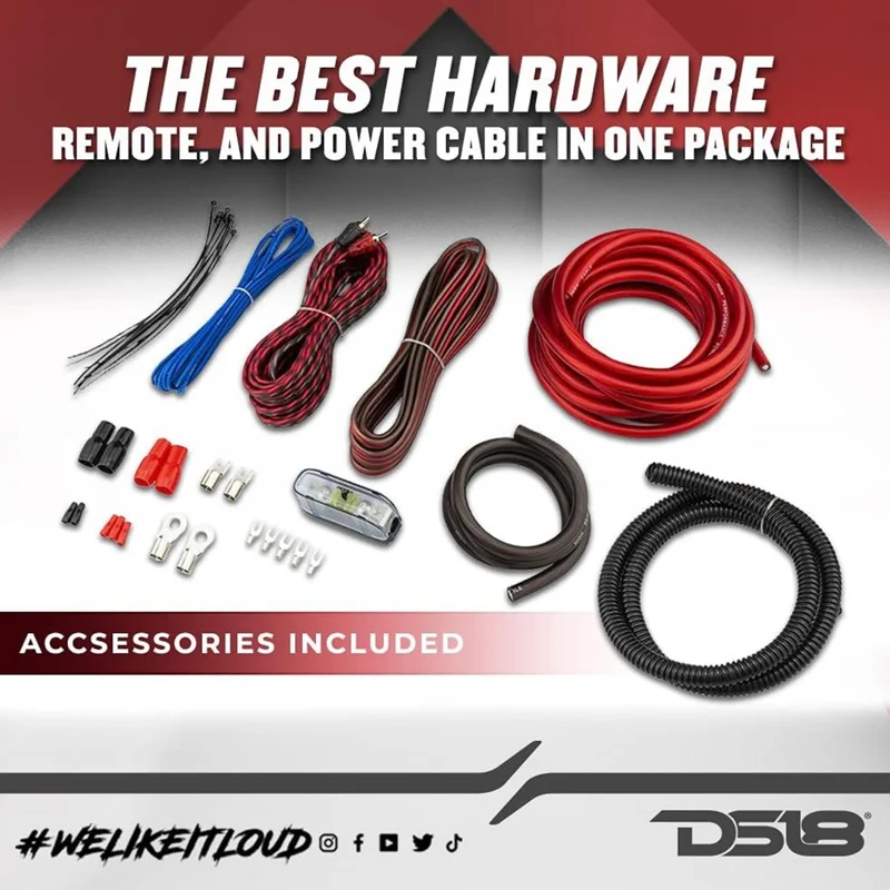 DS18 AK4 Complete 4 Gauge CCA Amplifier Installation Wiring Kit