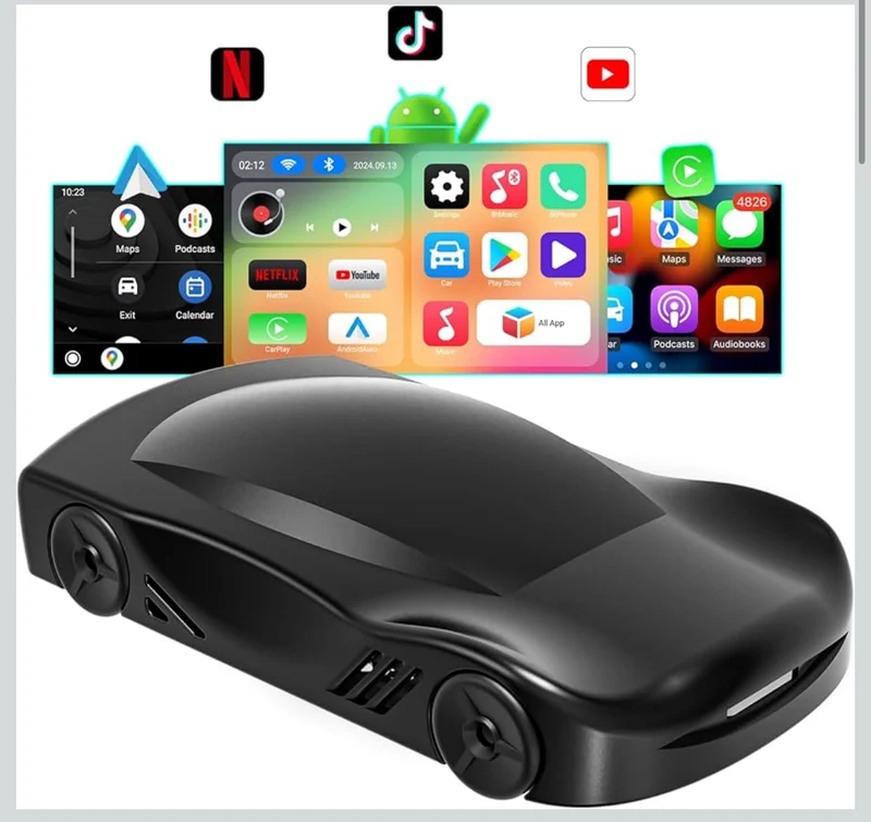 New Wireless Carplay & Android Auto Adapter with Netflix YouTube TikTok, CarPlay Wireless Adapter for Cars with OEM Wired CarPlay