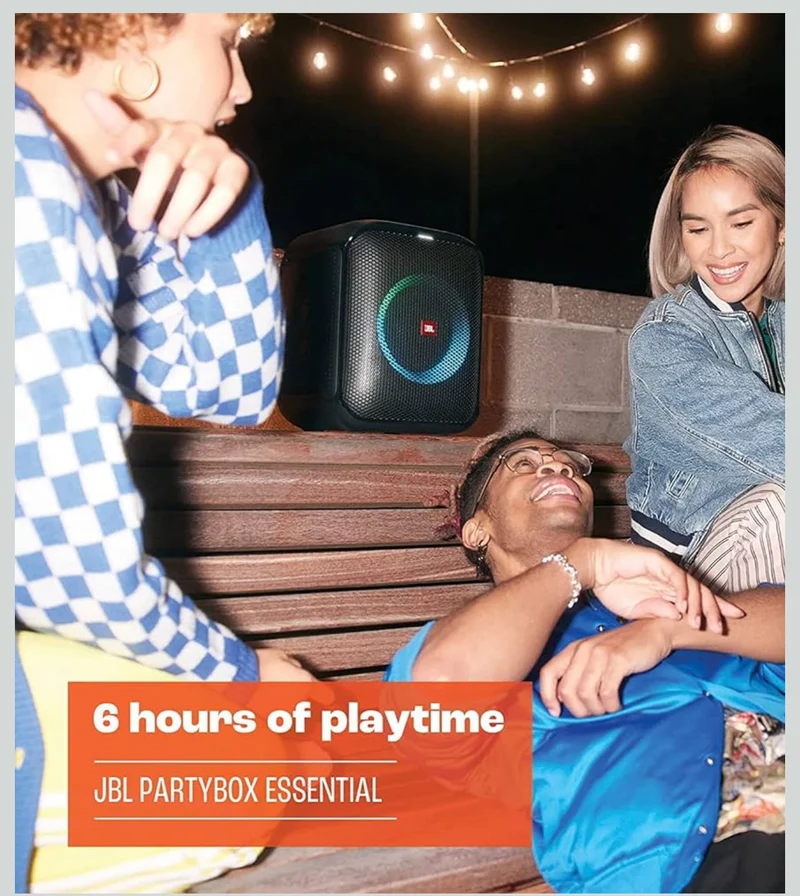 JBL Partybox Encore Essential 100W Sound, Built-in Dynamic Light Show, and Splash Proof Design - NEW