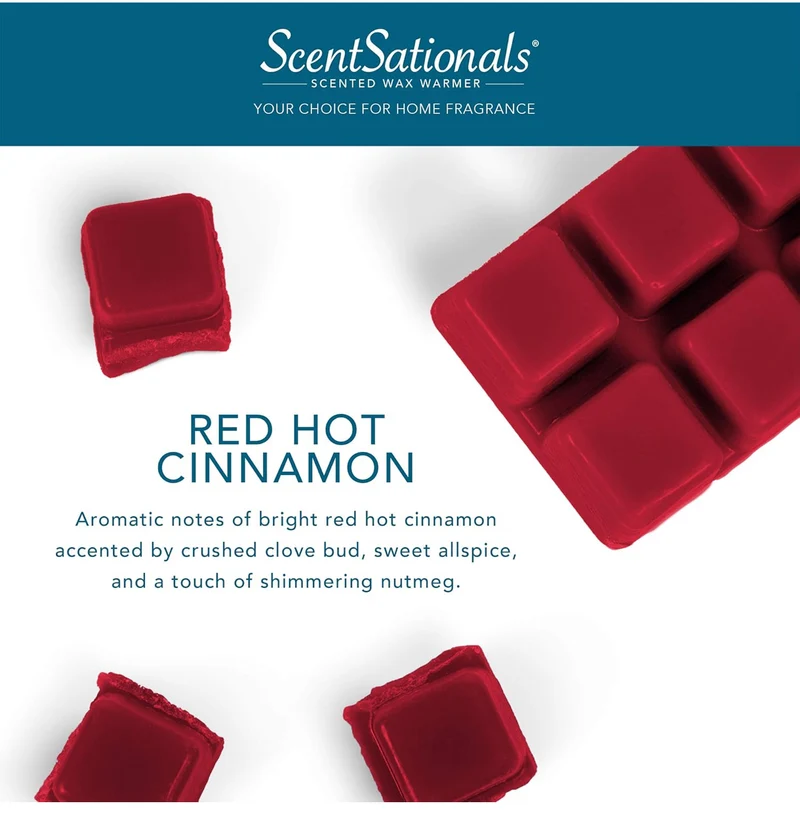 Scentsationals Wax Melts, Wax Cubes Strong Scent - Cozy Treats Collection Red Hot Cinnamon - 4PK