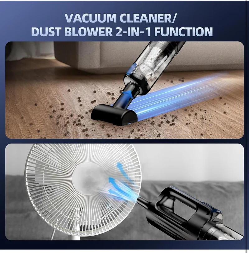 Car Vacuum Portable Cordless, 18000Pa 2 in 1 Vacuum Cleaner& Air Duster