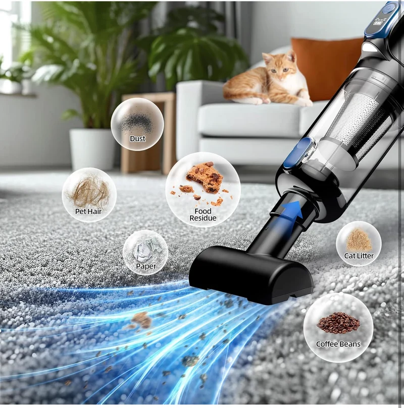 Car Vacuum Portable Cordless, 18000Pa 2 in 1 Vacuum Cleaner& Air Duster