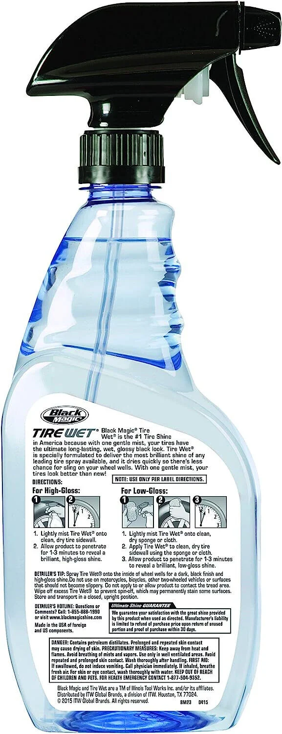 Black Magic Wet Tire Spray Shine BM23 Enhancement Protective Appeal, 23 oz.