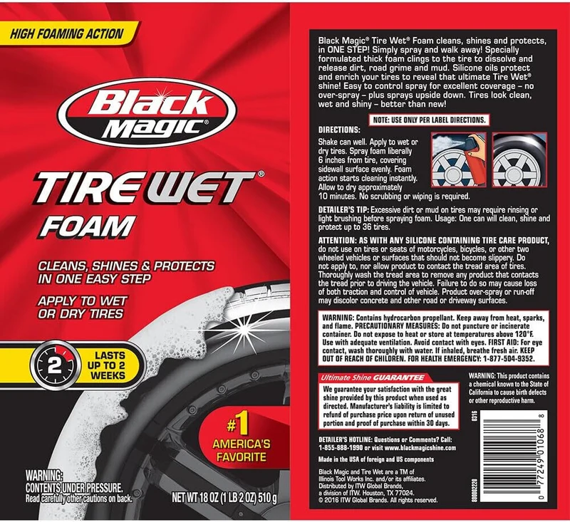 Black Magic Wet Tire Foam Formula 4 Week Shine Enhancement Protective 18 OZ.