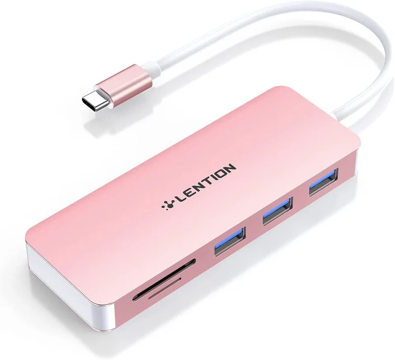 USB C Hub with 3 USB 3.0 & SD/Micro SD Card Reader for Mac Air/iPad Pro/Surface