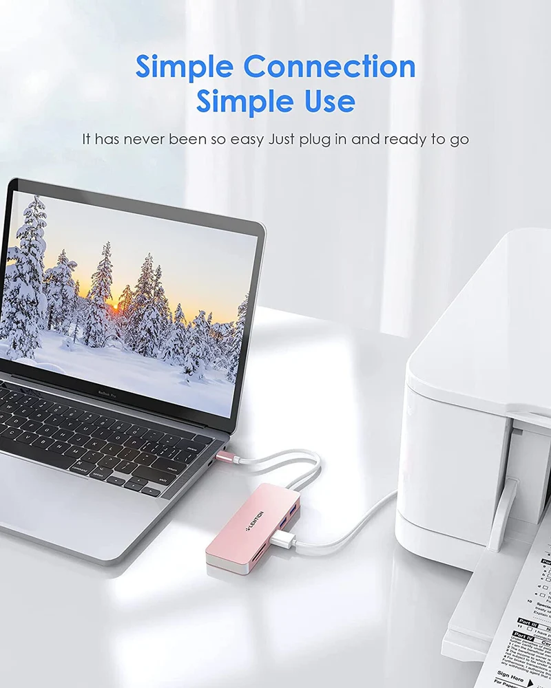 USB C Hub with 3 USB 3.0 & SD/Micro SD Card Reader for Mac Air/iPad Pro/Surface