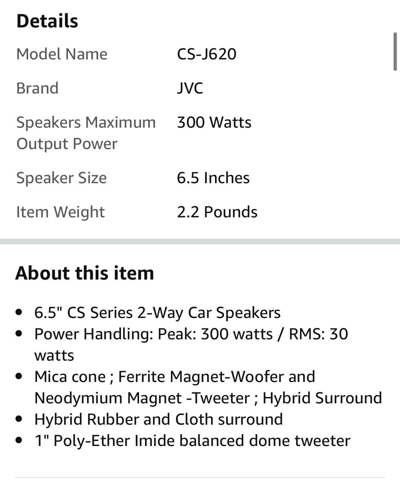 PAIR JVC CS-J620 6.5" Speakers + PAIR JVC CS-J6930 6x9" LOUD Car Audio Speakers
