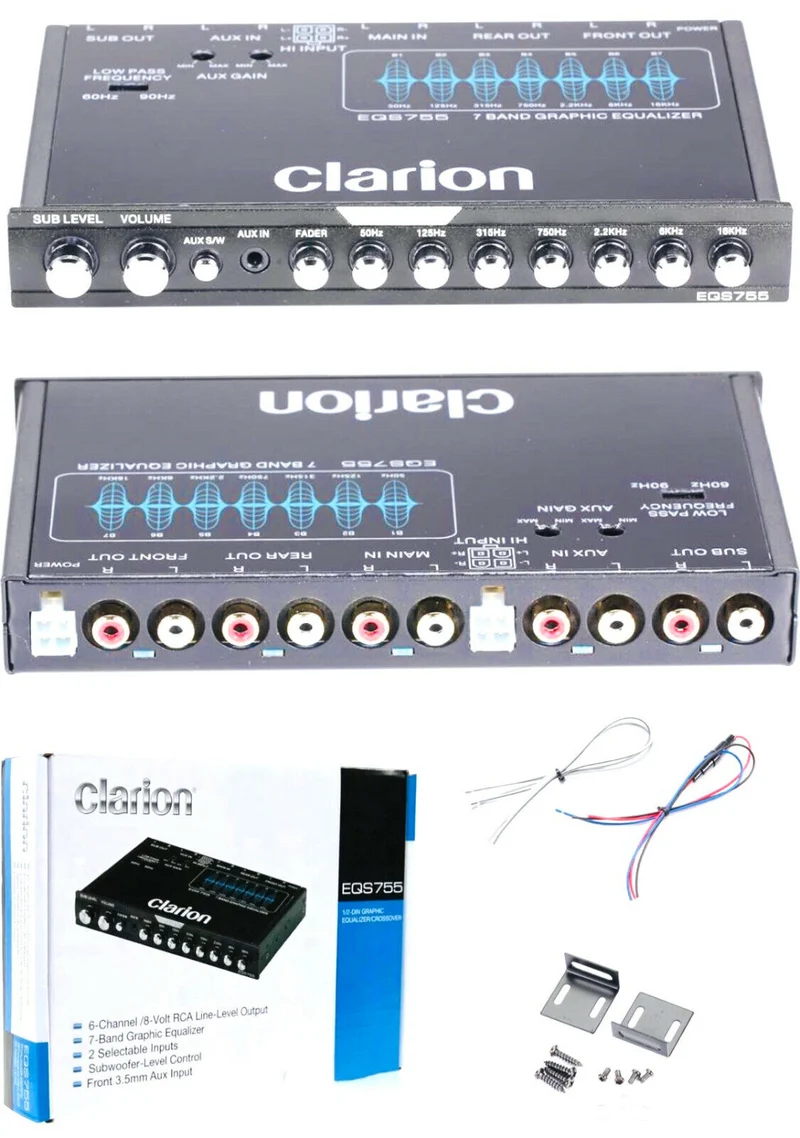 NEW CLARION EQS755 7-BAND Car Audio Graphic Equalizer 3.5mm RCA Aux Input