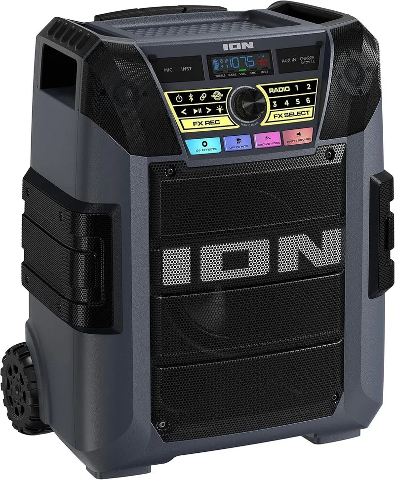 ION Block Rocker XL - Portable Bluetooth Outdoor Party Karaoke Speaker 220 Watts