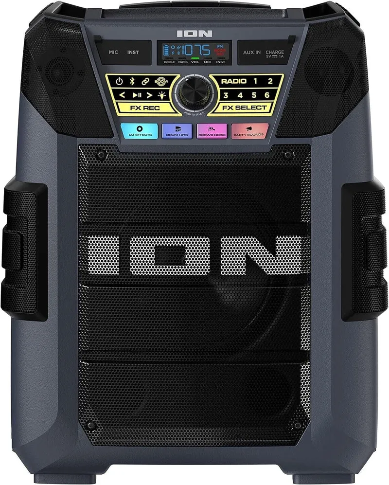 ION Block Rocker XL - Portable Bluetooth Outdoor Party Karaoke Speaker 220 Watts