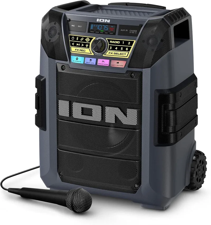 ION Block Rocker XL - Portable Bluetooth Outdoor Party Karaoke Speaker 220 Watts