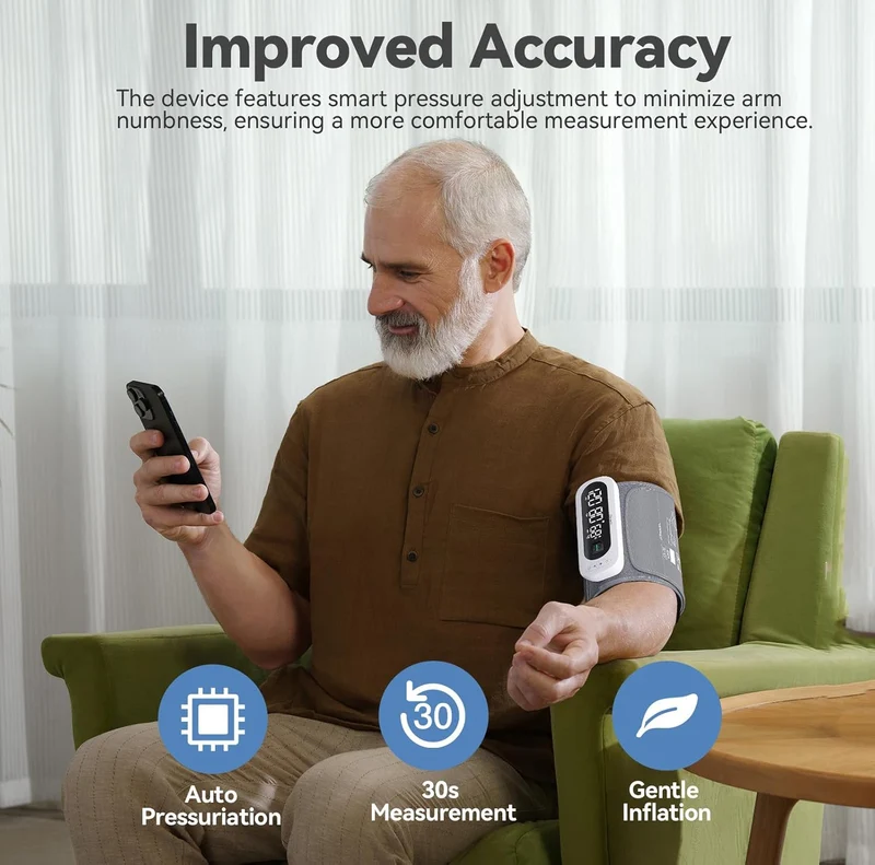 Checkme Rechargeable Blood Pressure Monitor, Large Screen BP Machine