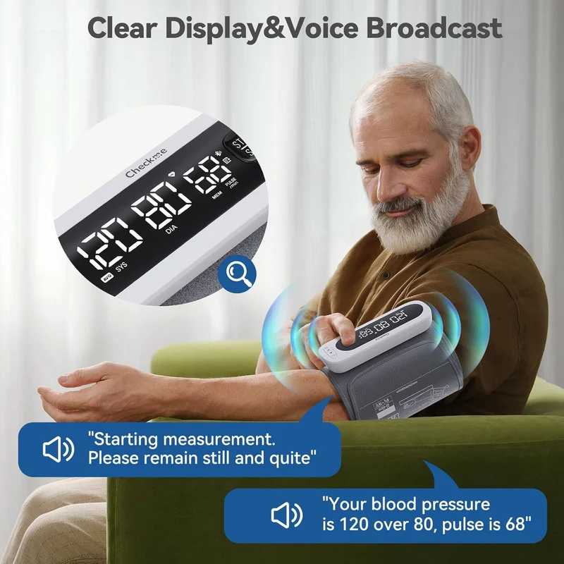 Checkme Rechargeable Blood Pressure Monitor, Large Screen BP Machine