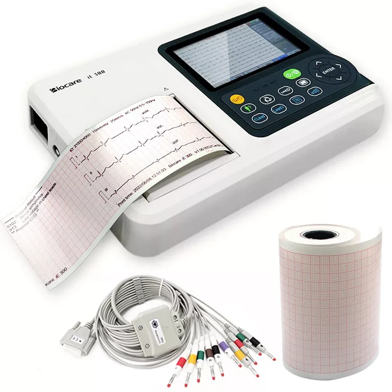 Checkme ECG Machine 3 Channel 12 Lead Portable Heart Diagnostic Auto Analysis EKG Printer, iE300
