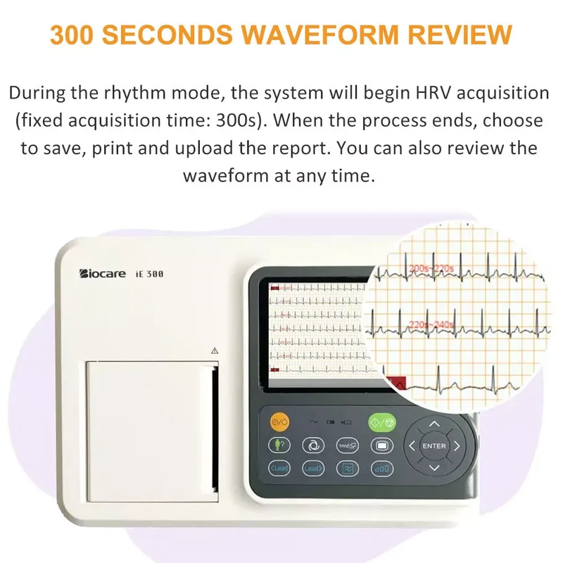 Checkme ECG Machine 3 Channel 12 Lead Portable Heart Diagnostic Auto Analysis EKG Printer, iE300