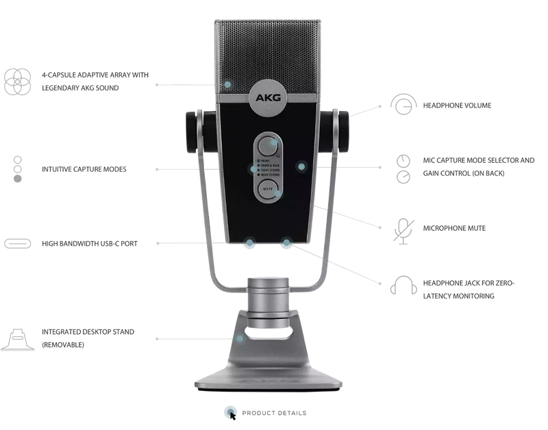 AKG LYRA ULTRA HD MULTIMODE USB MICROPHONE FOR PODCASING YOUTUBE GAMING MUSIC
