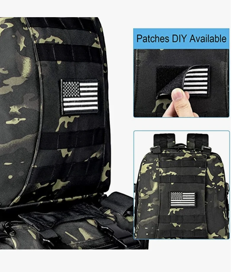 Tactical Military Army Rucksack 60L Assault Detachable Molle Backpack BLK03PATCH