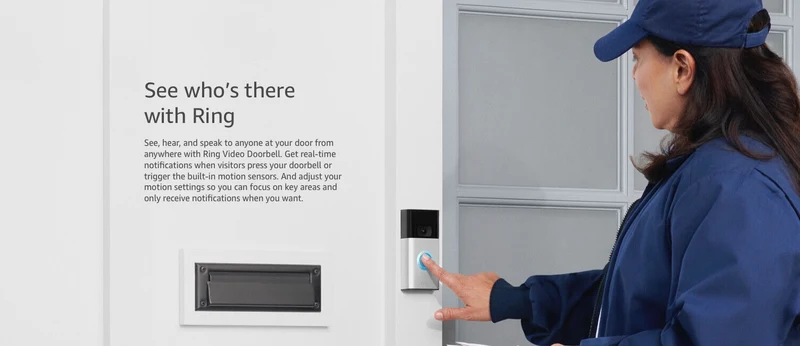 Ring Video Doorbell - 1080p HD video, improved motion detection, Satin Nickel
