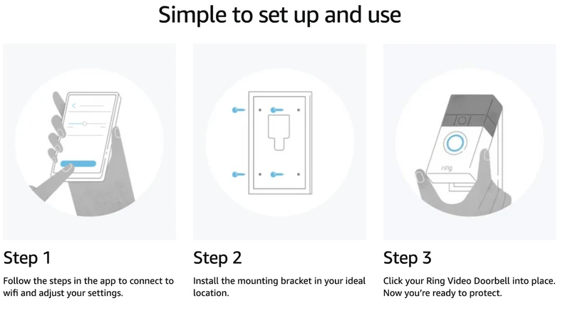 Ring Video Doorbell - 1080p HD video, improved motion detection, Satin Nickel