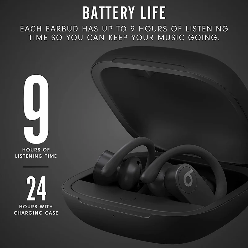 Powerbeats Pro Wireless Earbuds Apple H1 Chip Class 1 Bluetooth Headphones-BLACK