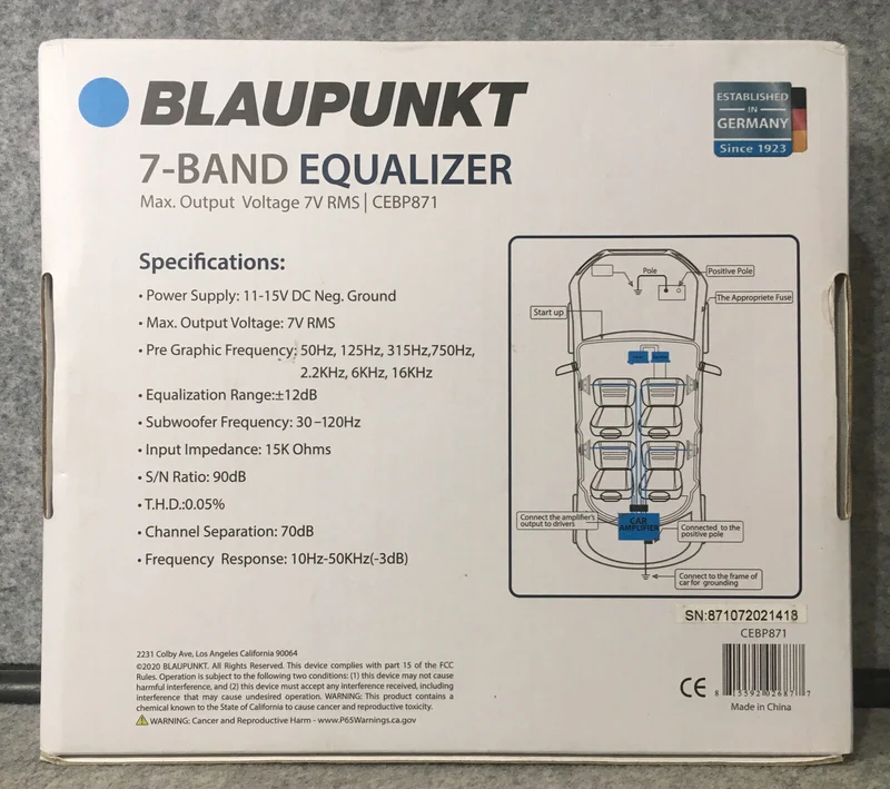 Blaupunkt CEBP871 7-Band Car Audio Graphic Auxiliary Input Equalizer CEBP871