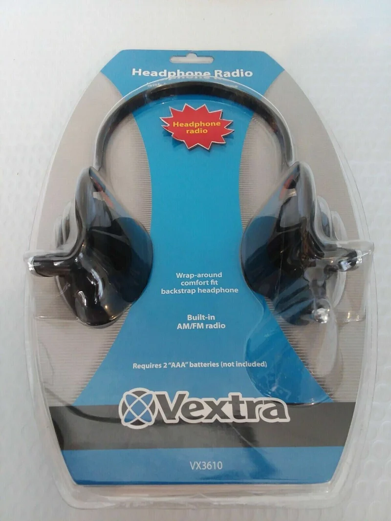 Portable Walkman Radio Vextra VX3610 Built-in AM/FM Radio Headphones Head Set