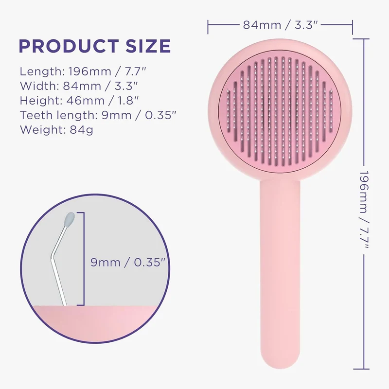Pet Grooming Brush for Cats, Self Cleaning Cats Hair Brush with Release Button