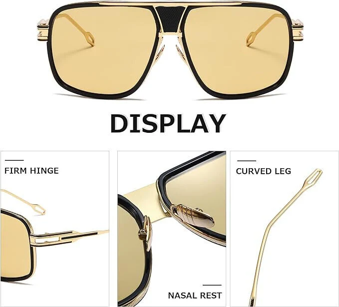 Sunglasses Men Women Unisex Goggle Alloy Big Frame Metal Punk Style Shield NEW