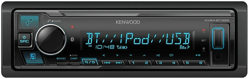 Kenwood K MMBT328 In-Dash Single DIN AUX USB Bluetooth Digital Media Receiver