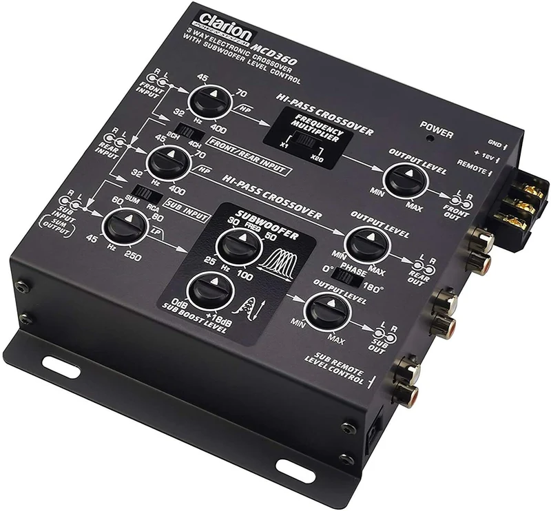 CLARION MCD360 3-WAY 6-CHANNEL INPUT ELECTRONIC CROSSOVER W/ 5-VOLT RCA OUTPUTS