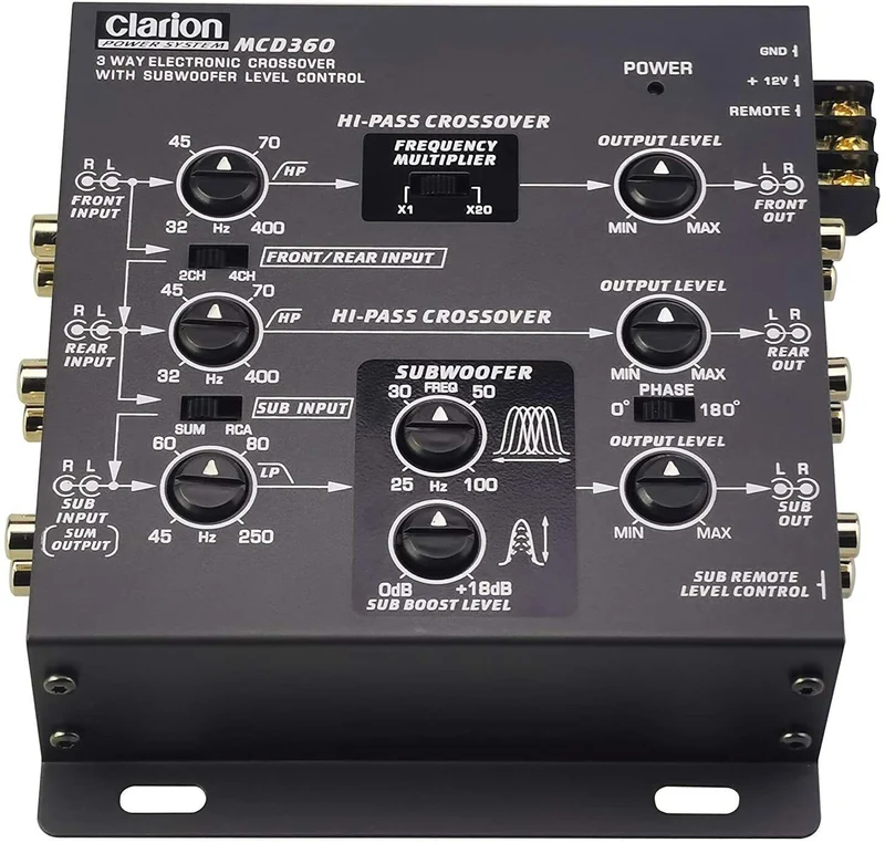 CLARION MCD360 3-WAY 6-CHANNEL INPUT ELECTRONIC CROSSOVER W/ 5-VOLT RCA OUTPUTS