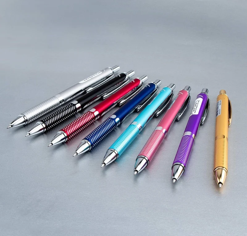 Alloy Retractable Liquid Gold Gel Pentel EnerGel Pen, Black Ink Gift Box - NEW