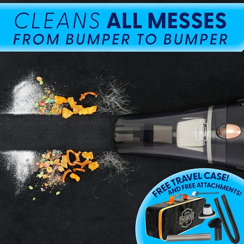 NEW Car Vacuum Cleaner - Portable, High Power, Handheld Vacuums w/ 3 Attachments
