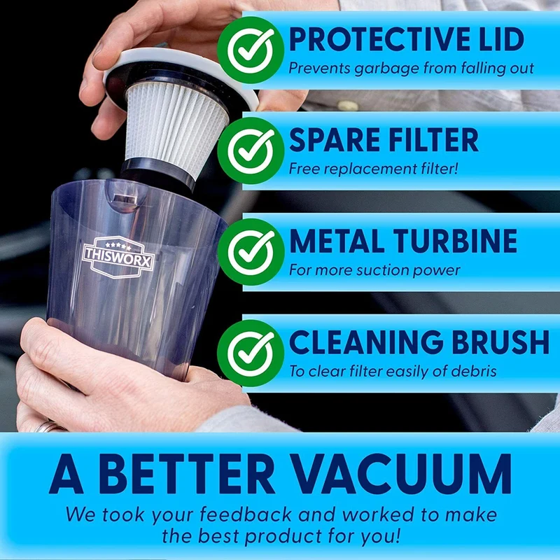 NEW Car Vacuum Cleaner - Portable, High Power, Handheld Vacuums w/ 3 Attachments