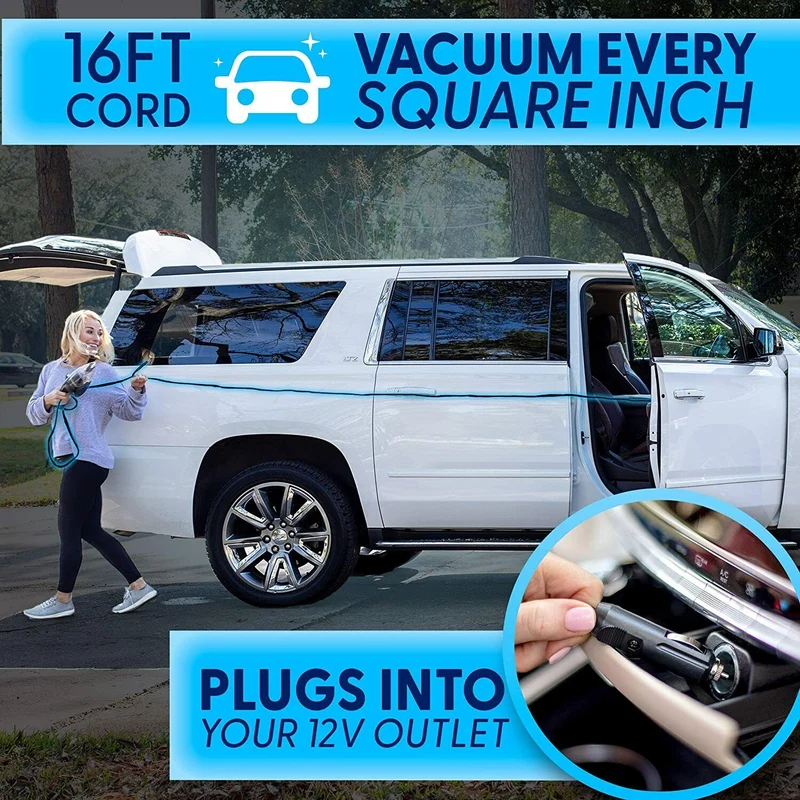 NEW Car Vacuum Cleaner - Portable, High Power, Handheld Vacuums w/ 3 Attachments