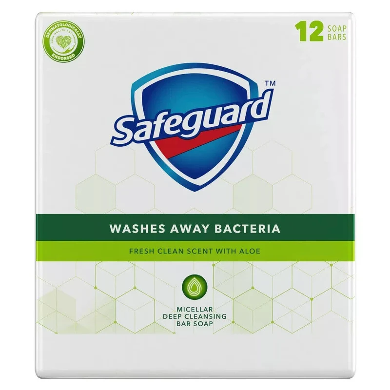 Safeguard Antibacterial Soap, White with Aloe, 4 oz bars, 24 PC SOAP BARS