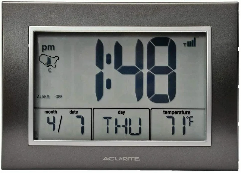 AcuRite Atomic Alarm Clock W/ Date, Day of Week & Temperature