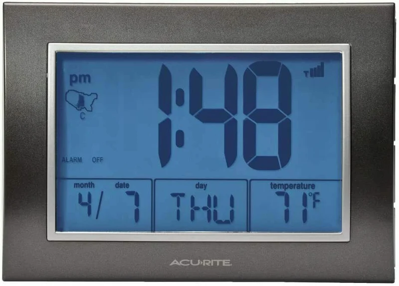 AcuRite Atomic Alarm Clock W/ Date, Day of Week & Temperature
