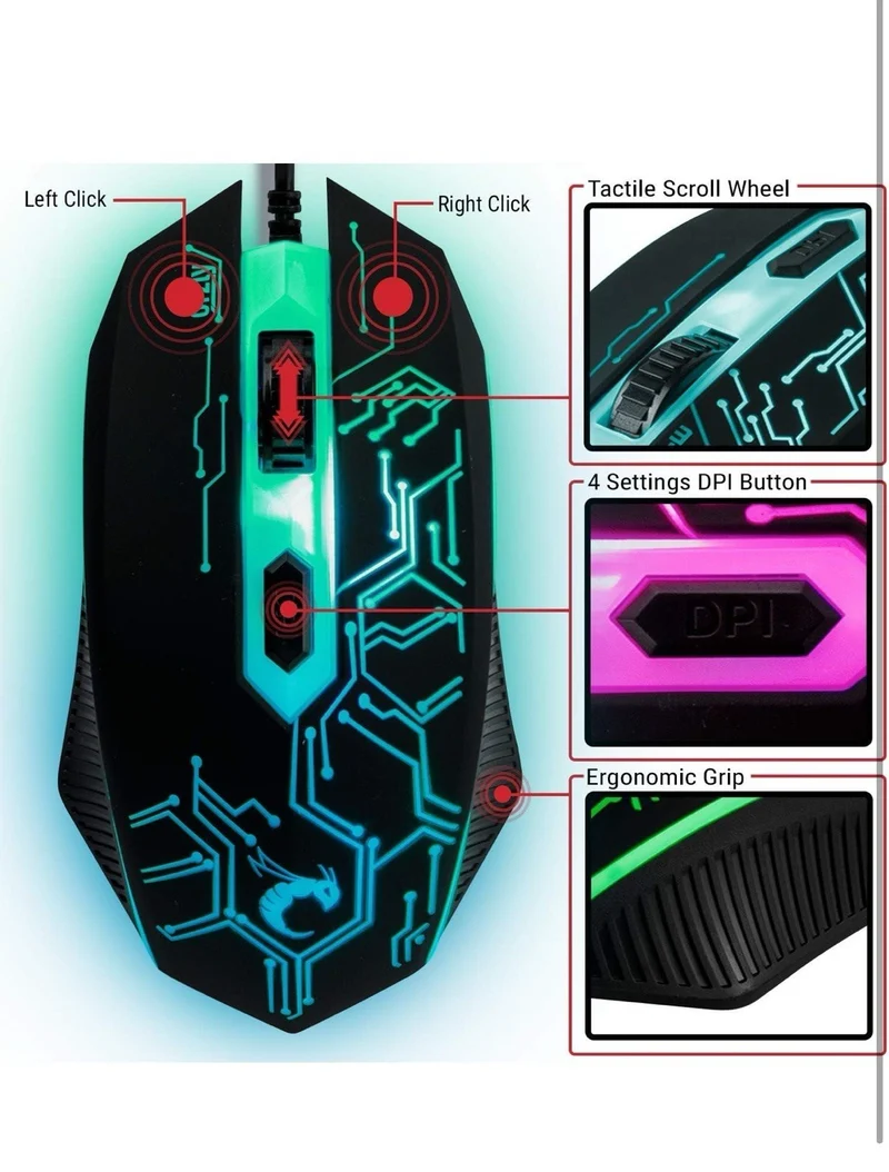 Gaming Keyboard Mouse Headset Combo,USB Wired Crack Backlit Keyboard - BUNDLE