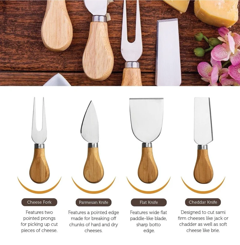 Charcuterie Board Gift Set - Bamboo Cheese Board Serving - House Warming Gifts