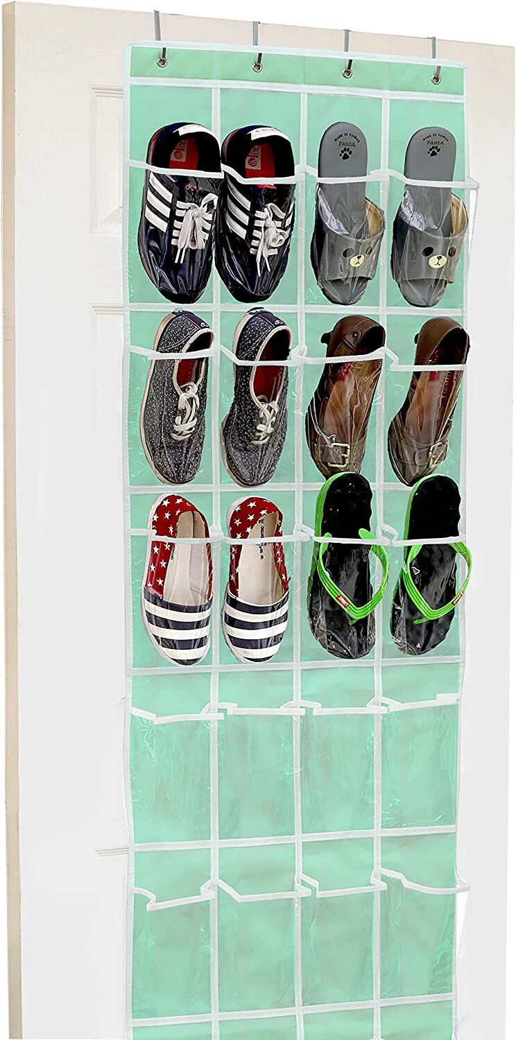 24 Pockets - SimpleHouseware Crystal Clear Over The Door Hanging Shoe Organizer