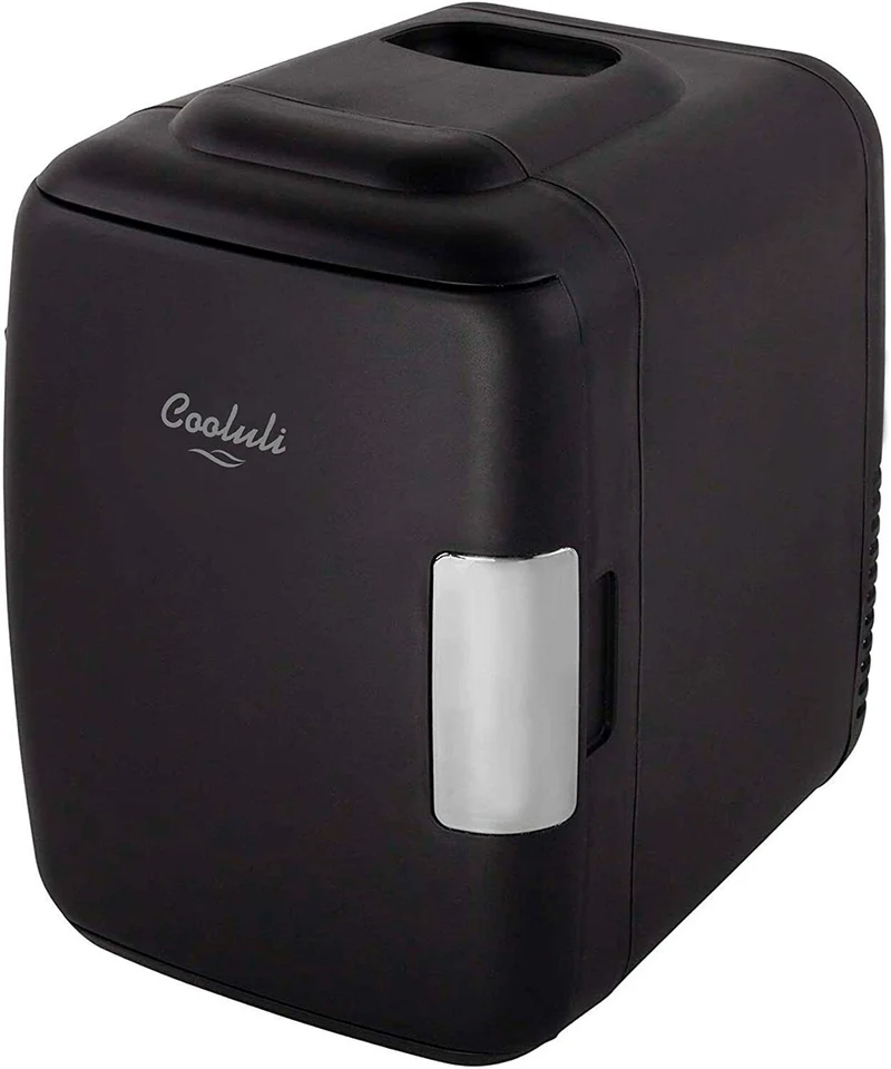 Mini Fridge for Car, Travel Office Desk & Dorm Room 4L Can Electric Plug BLACK