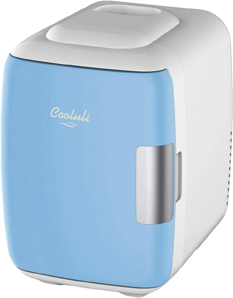 Mini Fridge for Car, Travel Office Desk & Dorm Room 4L Can Electric Plug BLUE
