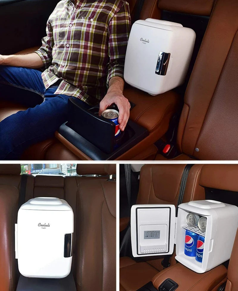 Mini Fridge for Car, Travel Office Desk & Dorm Room 4L Can Electric Plug PINK