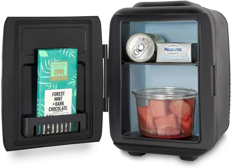 Mini Fridge for Car, Travel Office Desk & Dorm Room 4L Can Electric Plug RED