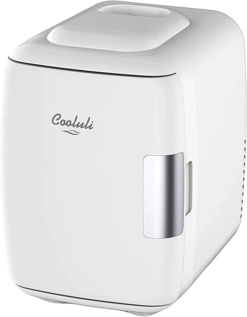 Mini Fridge for Car, Travel Office Desk & Dorm Room 4L Can Electric Plug WHITE