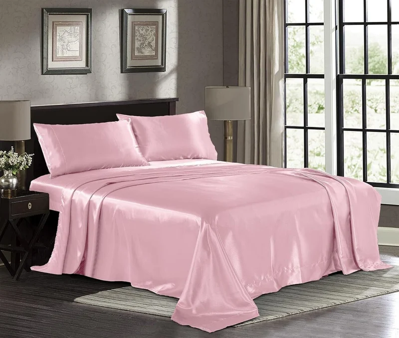 Satin Sheets Hotel Luxury Silky Bed Extra Soft 1800 Microfiber - KING SIZE