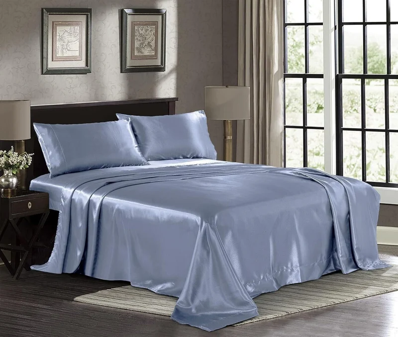 Satin Sheets Hotel Luxury Silky Bed Extra Soft 1800 Microfiber - KING SIZE