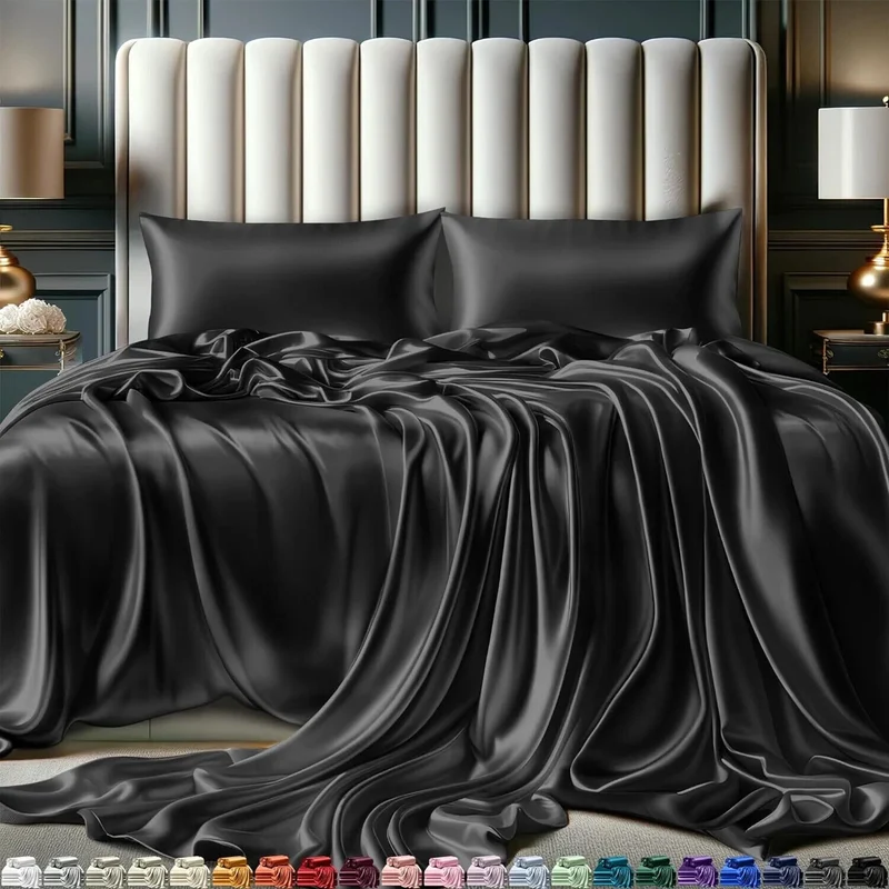 Satin Sheets Hotel Luxury Silky Bed Extra Soft 1800 Microfiber - FULL SIZE