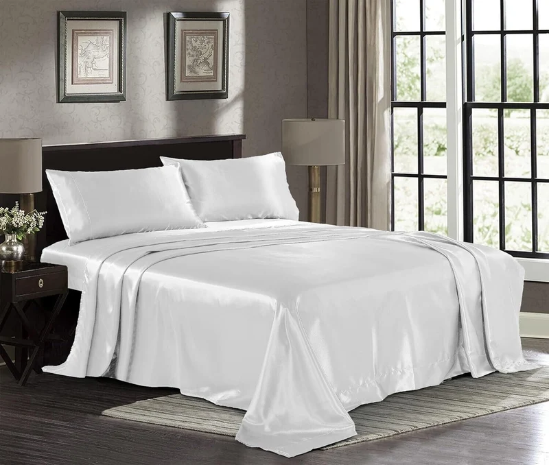 Satin Sheets Hotel Luxury Silky Bed Extra Soft 1800 Microfiber - FULL SIZE